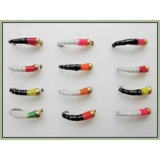 Gold Head Buzzers Per Pesca Trota - 6 Pezzi Misti 10/12 Okey Dokey Arancio/Nero